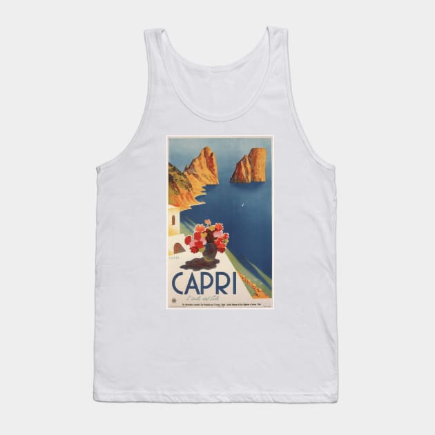 Capri, Italy Vintage Travel Poster Design Tank Top by Naves